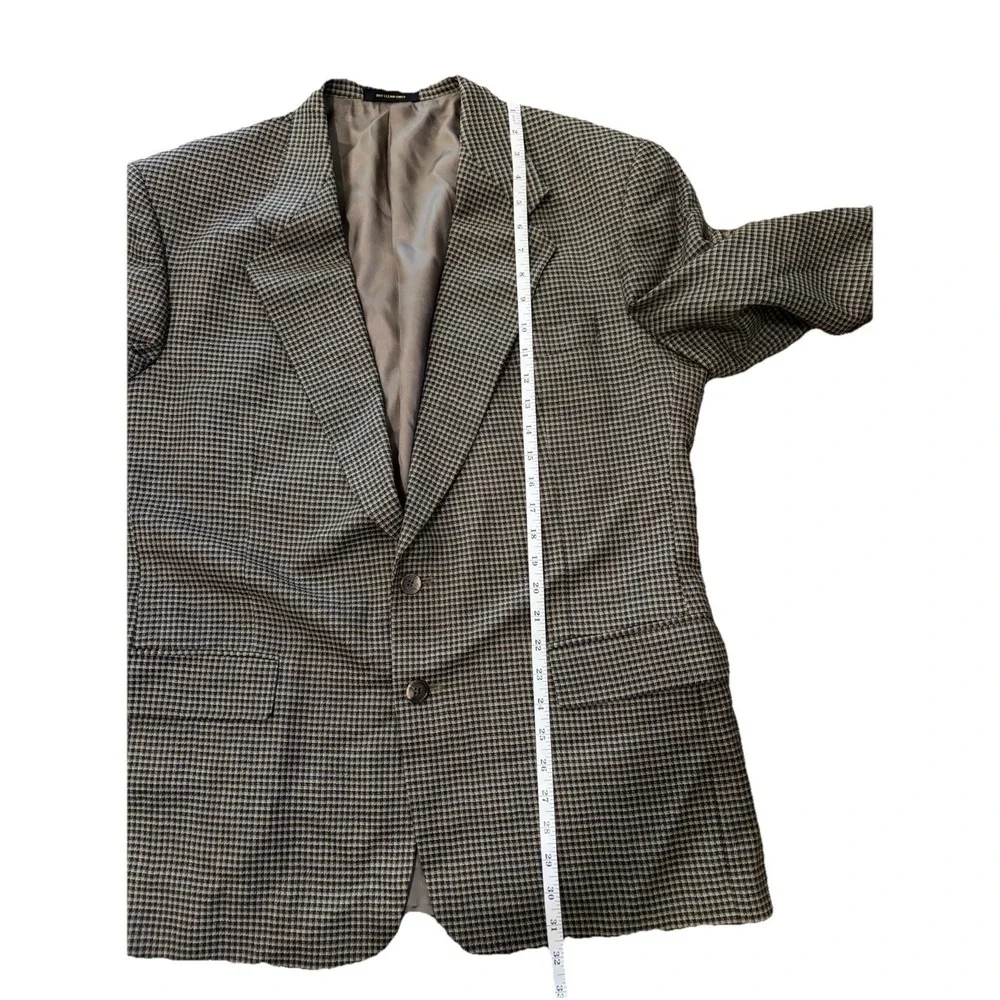 Vintage Monsieur Givenchy Houndstooth Blazer Sport Coat 48L USA Wool Quiet Lux‎